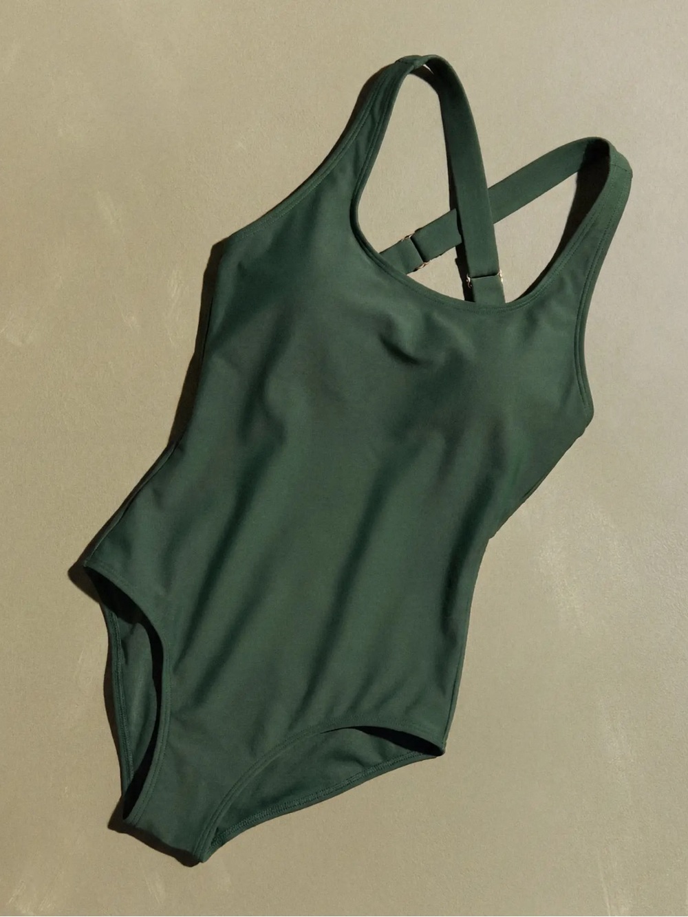 Italian Cross-Back One-Piece Swimsuit - Palm Green XS